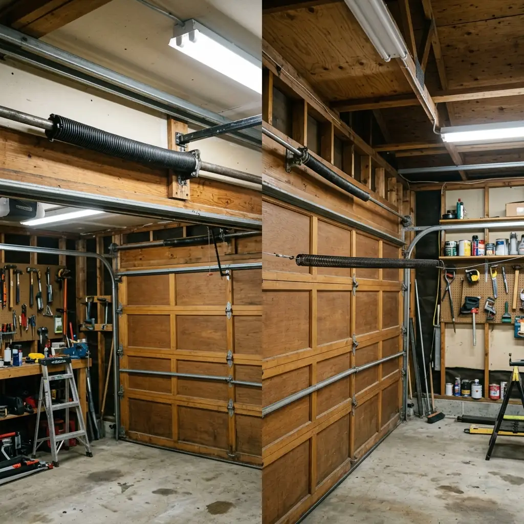 Torsion and extension garage door springs compared in Dunwoody
