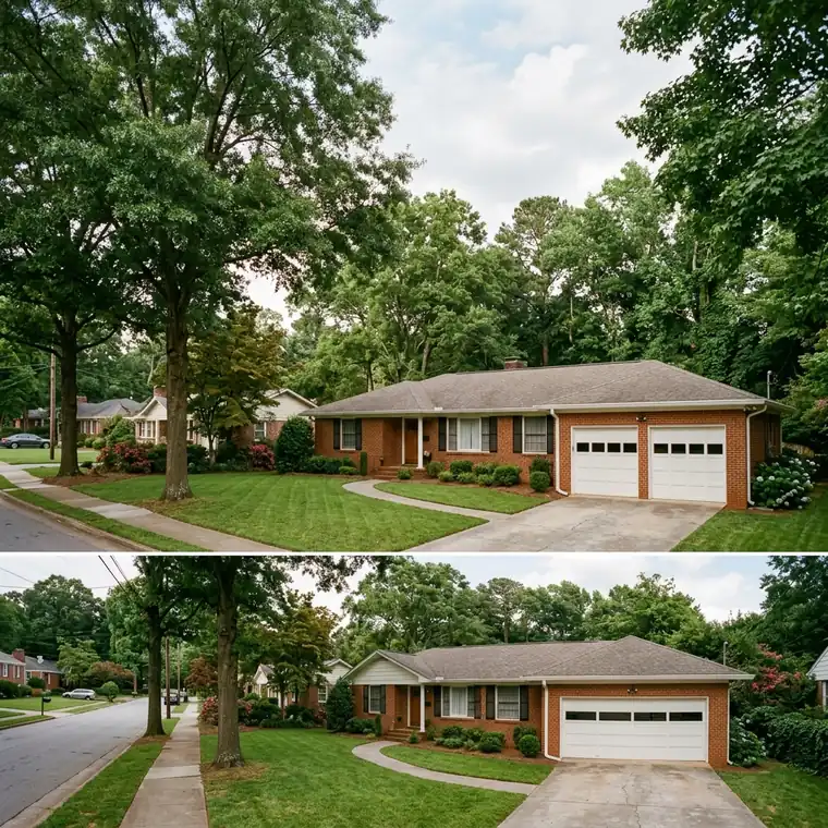 A ranch home with an attached garage in the Fontaine area of Dunwoody