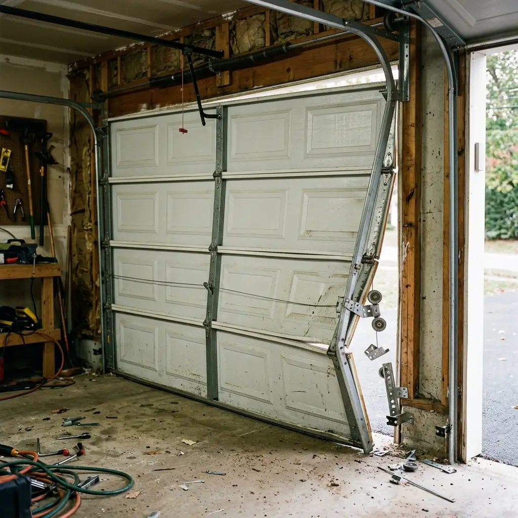 Garage door off-track repair in Dunwoody