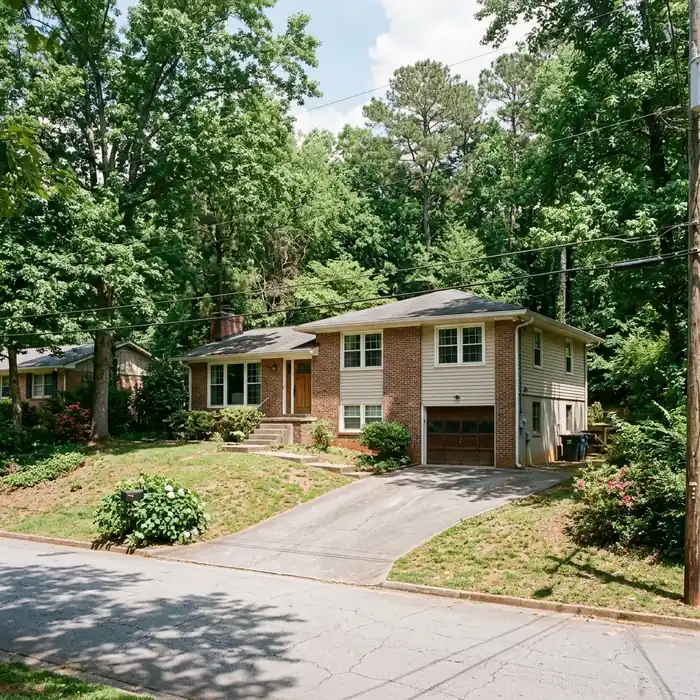 A home with an attached garage in the Georgetown area of Dunwoody