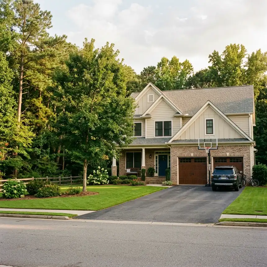 A family home with an attached garage in the Redfield area of Dunwoody