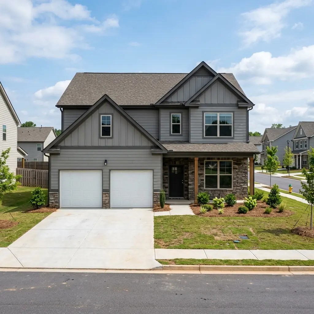 A newer home with an attached garage in the Winters Chapel area of Dunwoody
